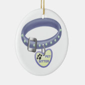 Pet Sitter (blauwe kraag) Keramisch Ornament (Rechts)