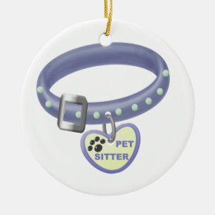 Pet Sitter (blauwe kraag) Keramisch Ornament