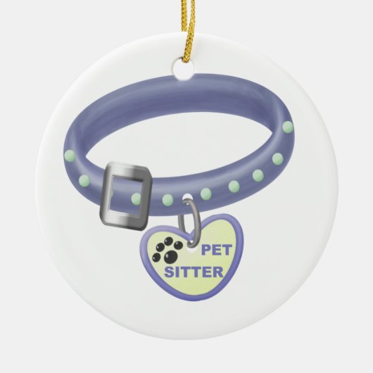 Pet Sitter (blauwe kraag) Keramisch Ornament (Voorkant)