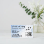 Pet Sitter Blauwe Waterverf QR Code Visitekaartje (Staand voorkant)