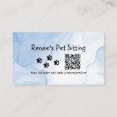 Pet Sitter Blauwe Waterverf QR Code Visitekaartje (Achterkant)