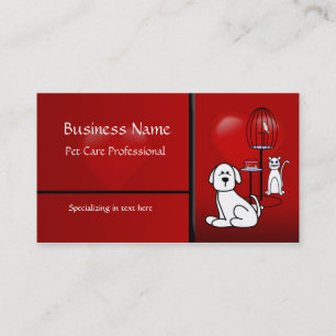 Pet Sitter Boarding Business Hearts Visitekaartje