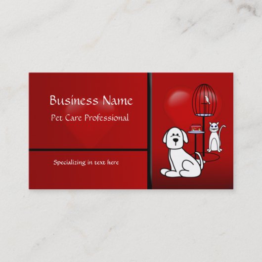 Pet Sitter Boarding Business Hearts Visitekaartje (Voorkant)