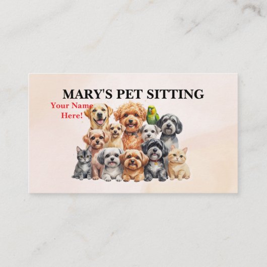 Pet Sitter Business Card Dog Walker Visitekaartje (Achterkant)