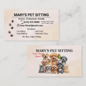 Pet Sitter Business Card Dog Walker Visitekaartje (Voorkant / Achterkant)