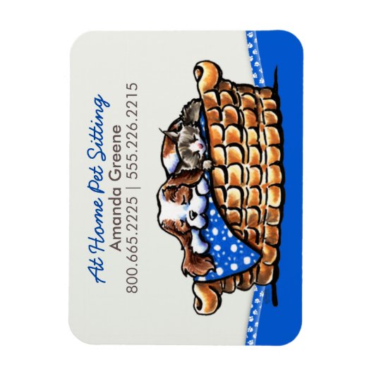 Pet Sitter Business CKCS met Cat Blueberry Magneet (Verticaal)