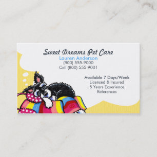 Pet Sitter Care Business Schnauzer Puppy Yellow Visitekaartje