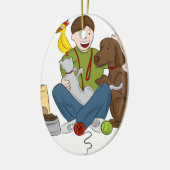 Pet Sitter Cartoon Keramisch Ornament (Links)