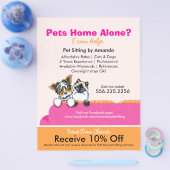 Pet Sitter Coupon AD Yorkie Cat Couch Pink Flyer (Enkel)