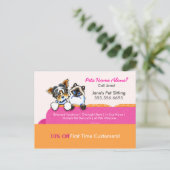 Pet Sitter Coupon Mailer ad Yorkie Cat Couch Pink Briefkaart (Staand voorkant)