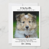 Pet Sitter Custom Hond Puppy Foto Grappig Dank u Kaart (Voorkant)