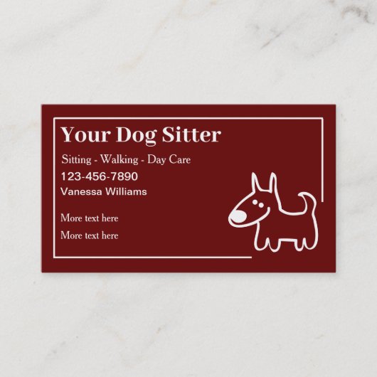 Pet Sitter Cute Dog Thema Visitekaartje (Voorkant)