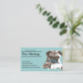 Pet Sitter Cute Mustache Dog Pet Care Visitekaartje (Staand voorkant)