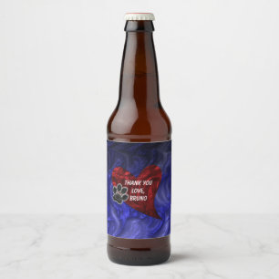 Pet Sitter Dank je Paw Print Heart-waardering Bier Etiket