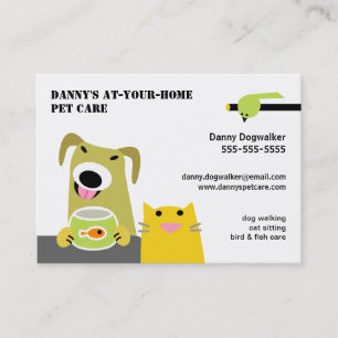 Pet Sitter - Dog Cat Bird & Fish White background Visitekaartje