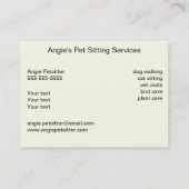 Pet Sitter - Dog & Cat Yellow Visitekaartje (Achterkant)