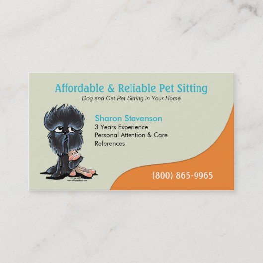 Pet Sitter Dog Day Care Business Affenpinscher Visitekaartje (Voorkant)