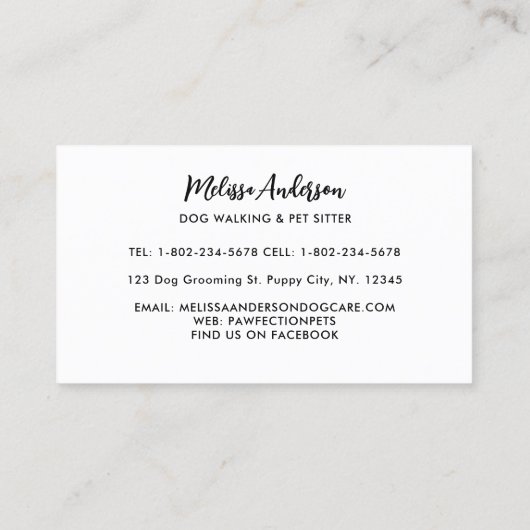 Pet Sitter Dog Groomer Labrador Retriever Puppy Visitekaartje (Achterkant)
