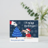 Pet Sitter Dog met kerstboom en kerstman Briefkaart (Staand voorkant)