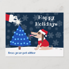 Pet Sitter Dog met kerstboom en kerstman Briefkaart
