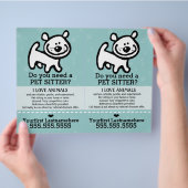 Pet Sitter.Dog Sitter.2 voor 1.. Flyer (Hand)