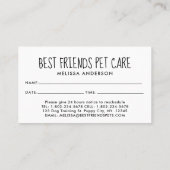 Pet Sitter Dog Trainer Cat Dog Groomer Reminder Afsprakenkaartje (Achterkant)