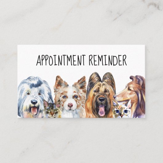 Pet Sitter Dog Trainer Cat Dog Groomer Reminder Afsprakenkaartje (Voorkant)