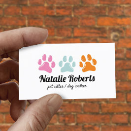 Pet Sitter Dog Walker Cute 3 kleurenafdrukken Visitekaartje