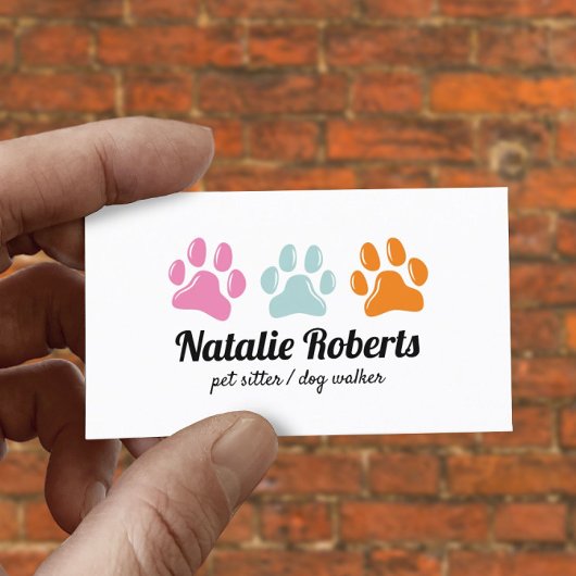 Pet Sitter Dog Walker Cute 3 kleurenafdrukken Visitekaartje