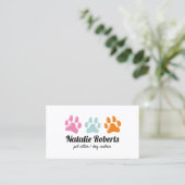 Pet Sitter Dog Walker Cute 3 kleurenafdrukken Visitekaartje (Staand voorkant)