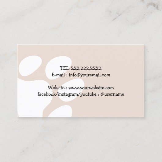 Pet Sitter Dog Walker Cute Paw Heart Velvet Visitekaartje (Achterkant)