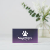 Pet Sitter Dog Walker Cute Paw Logo Paars Visitekaartje (Staand voorkant)