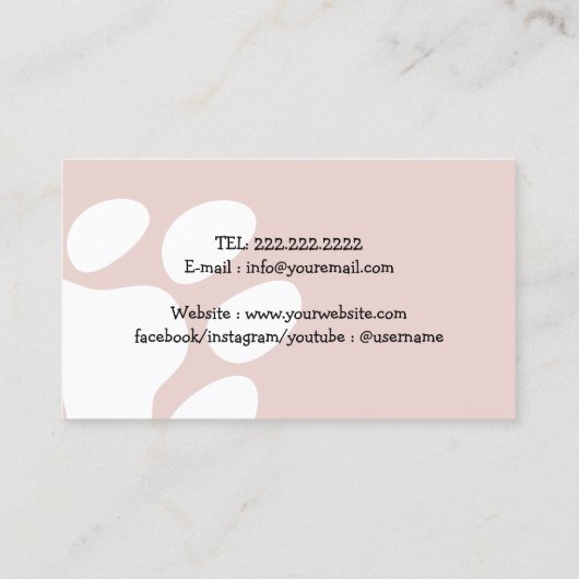 Pet Sitter Dog Walker Cute Pink Paw Heart Visitekaartje (Achterkant)