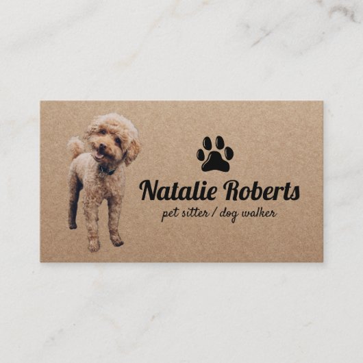 Pet Sitter Dog Walker Cute Poodle Visitekaartje (Voorkant)