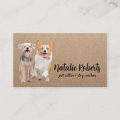 Pet Sitter Dog Walker Happy Dogs Rustic Kraft Visitekaartje (Voorkant)