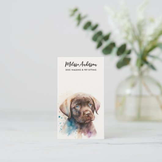 Pet Sitter Dog Walker Labrador Retriever Puppy Visitekaartje (Staand voorkant)