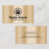 Pet Sitter Dog Walker Paw Logo Modern Gold Visitekaartje (Voorkant / Achterkant)