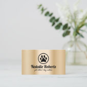 Pet Sitter Dog Walker Paw Logo Modern Gold Visitekaartje (Staand voorkant)