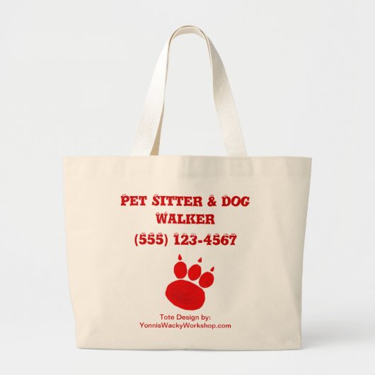 Pet Sitter & Dog Walker Paw Print Grote Tote Bag (Voorkant)