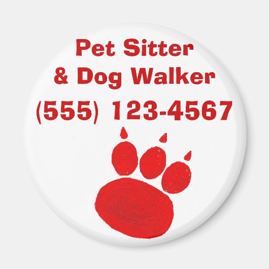Pet Sitter & Dog Walker Paw Print Magneet (Voorkant)