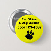 Pet Sitter & Dog Walker Paw Print Ronde Button 5,7 Cm (Voorkant /achterkant)