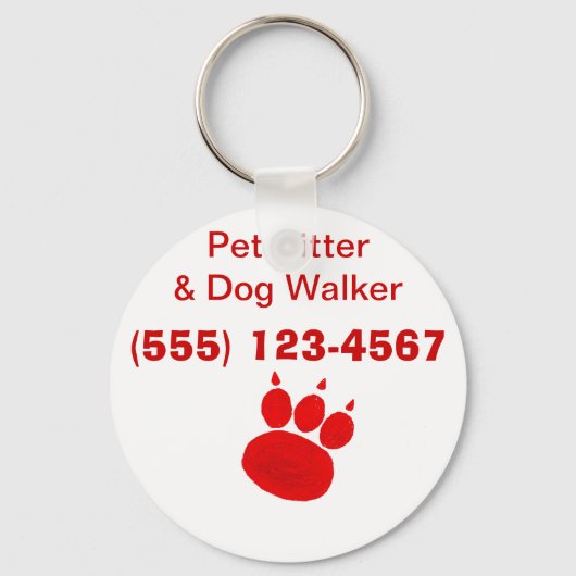 Pet Sitter & Dog Walker Paw Print Sleutelhanger (Voorkant)