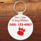 Pet Sitter & Dog Walker Paw Print Sleutelhanger (Voorkant)