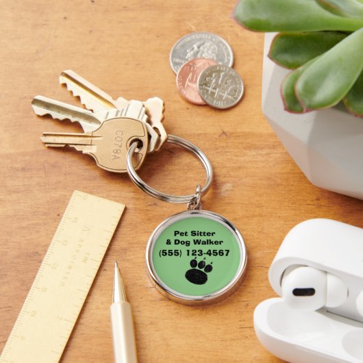 Pet Sitter & Dog Walker Paw Print Sleutelhanger (Bureau)