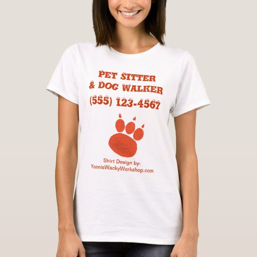 Pet Sitter & Dog Walker Paw Print T-shirt (Voorkant)