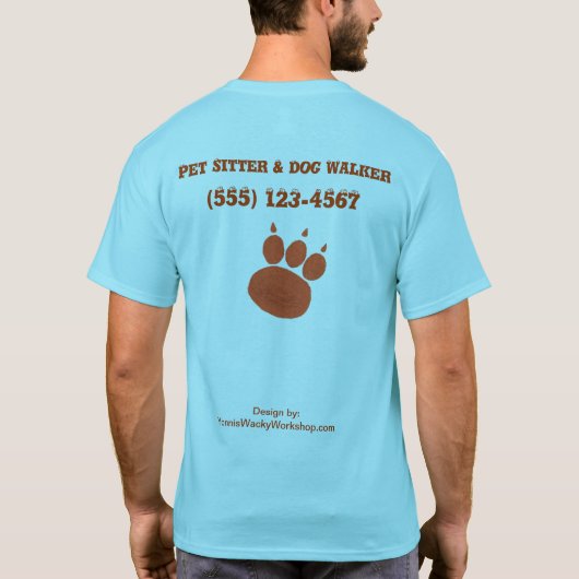 Pet Sitter & Dog Walker Paw Print T-shirt (Achterkant)