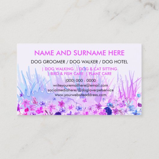 Pet Sitter dog Walker pet boutique rescue Visitekaartje (Achterkant)