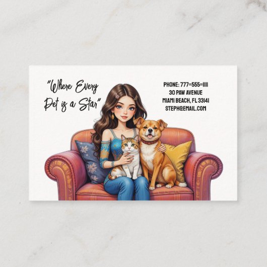 Pet Sitter Dog Walker Visitekaartje (Achterkant)