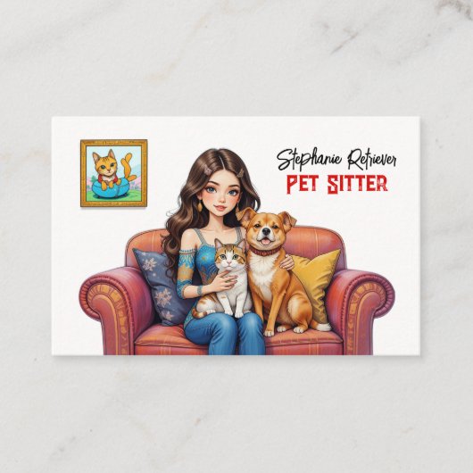 Pet Sitter Dog Walker Visitekaartje (Voorkant)