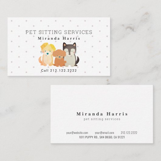 Pet Sitter Dog Walker Visitekaartje (Voorkant / Achterkant)